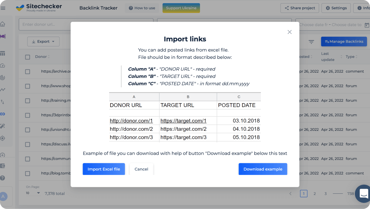 Import links for tracking & management