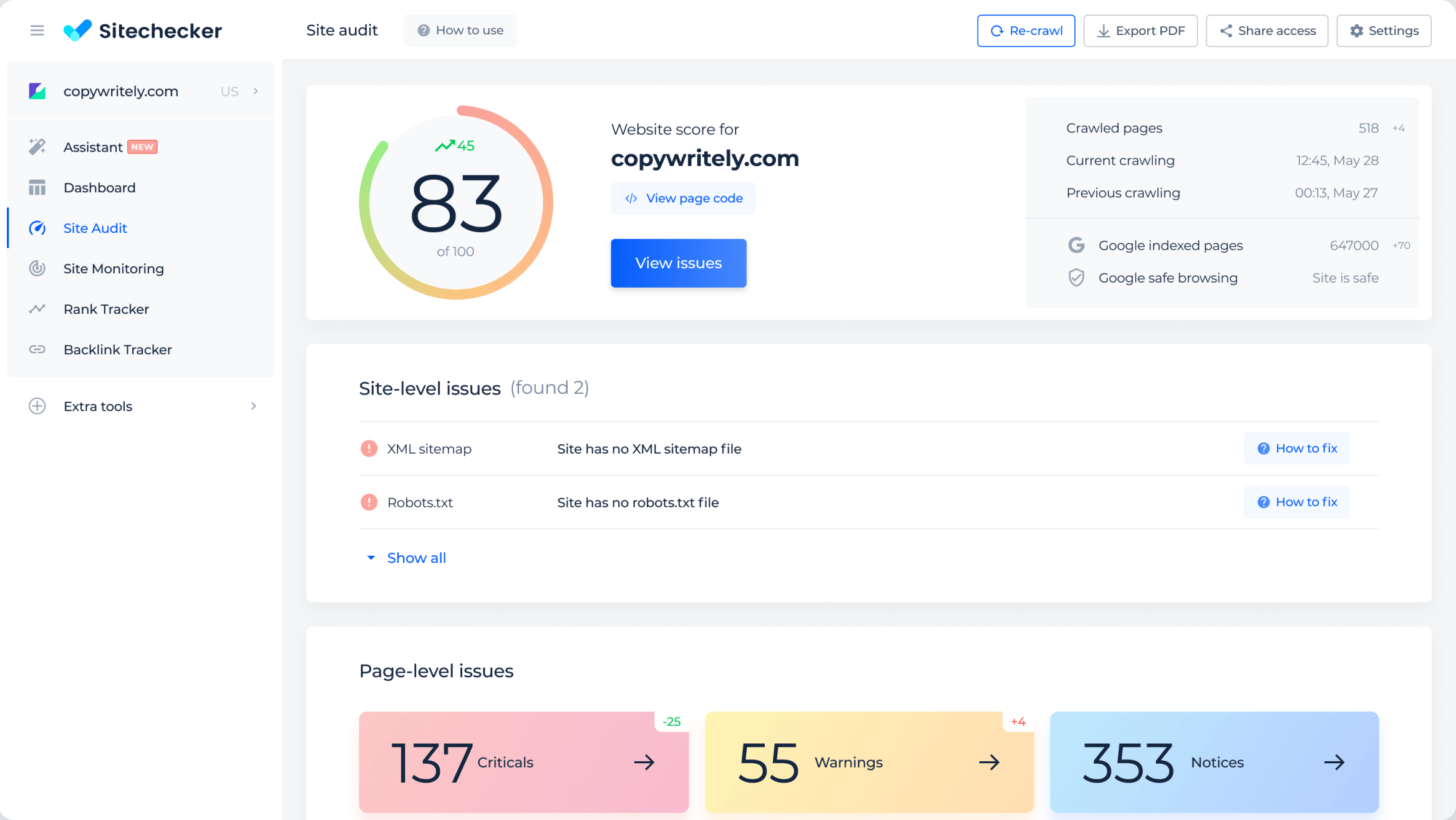 SiteCheker SEO tool