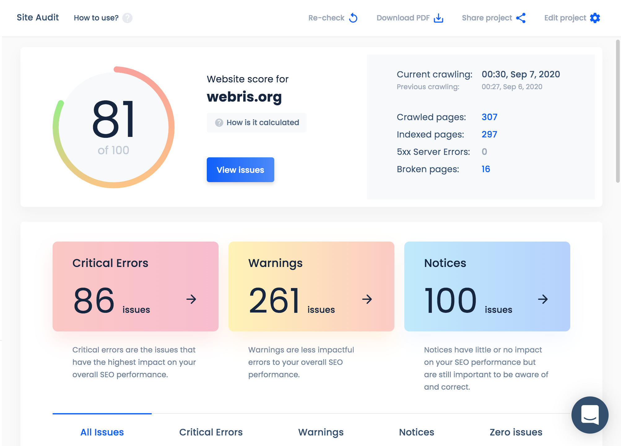 site audit design update