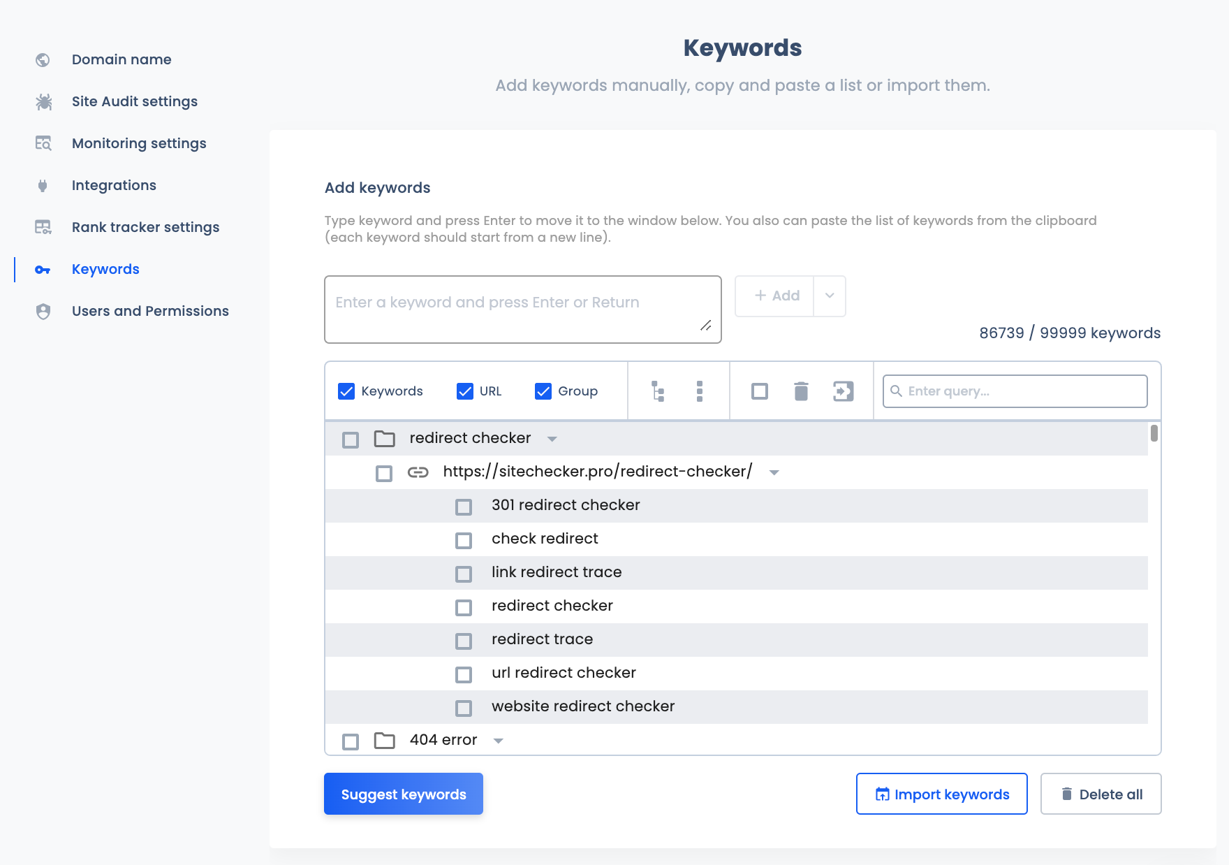 keyword settings update