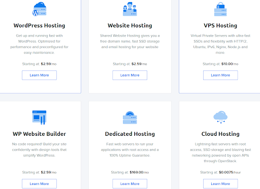 Dreamhost Hosting Types