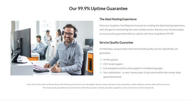 HostPapa uptime guarantees