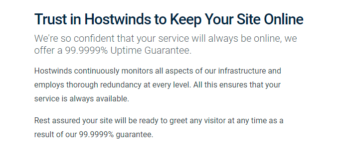 Hostwinds uptime guarantees