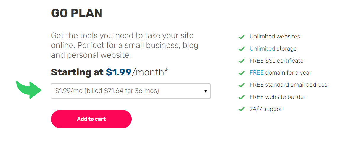 Ipage Types of Hosting and Pricing