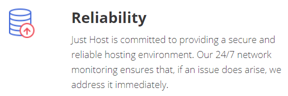 JustHost uptime guarantees