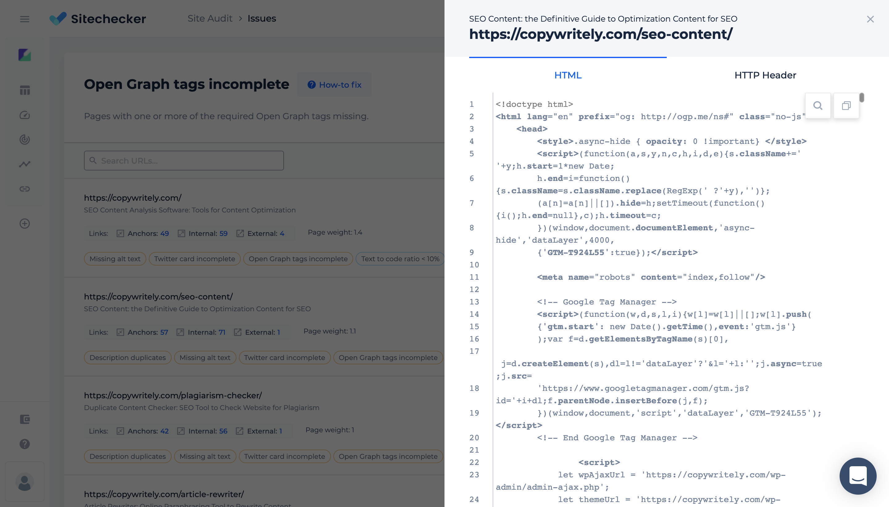 view crawled page code and http header