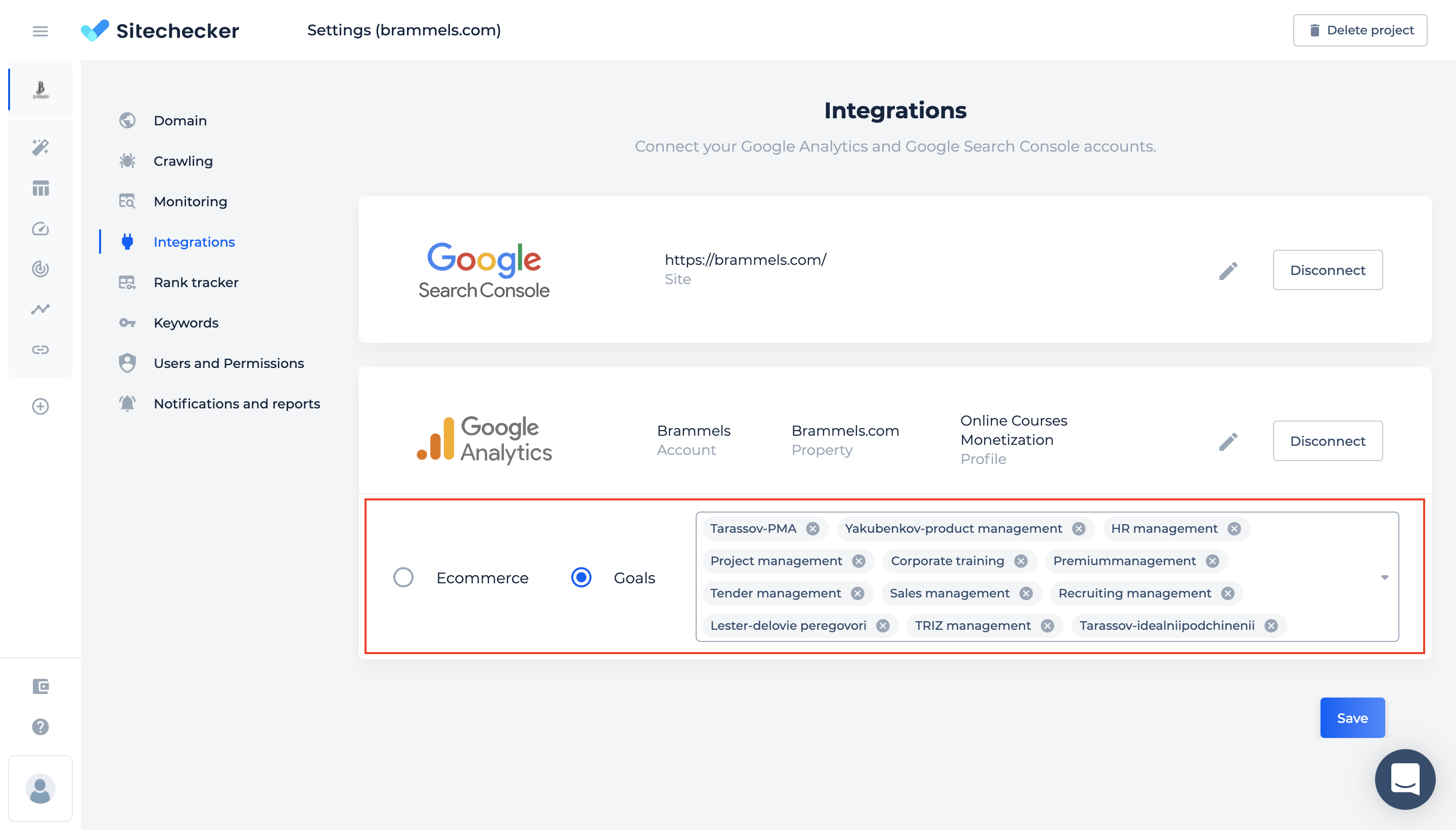 sitechecker seo assistant settings