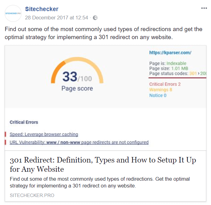 how open graph content appears on Facebook