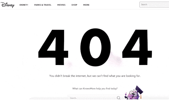 Disney's custom 404 page