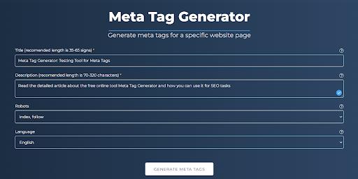 Tag Generator Creating Meta Tags for ᐈ