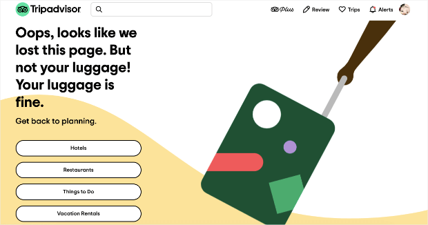 Tripadvisor'ın özel 404 sayfası