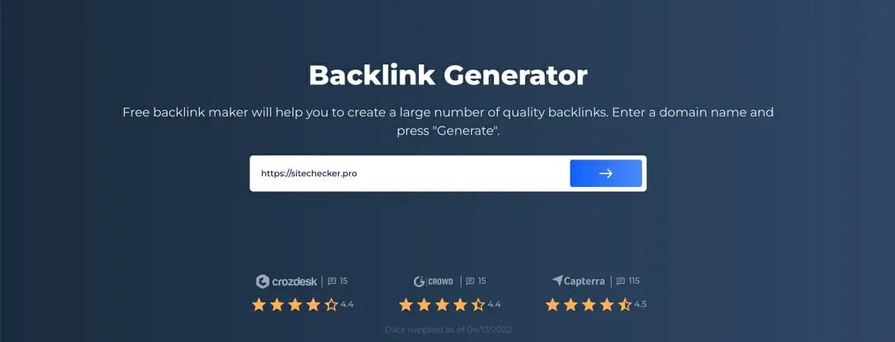 Sitechecker Backlink generator - vérifier l'optimisation des moteurs de recherche