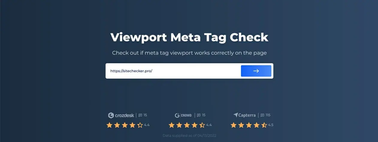 Meta Name Viewport Test - check meta tag viewport of web pages