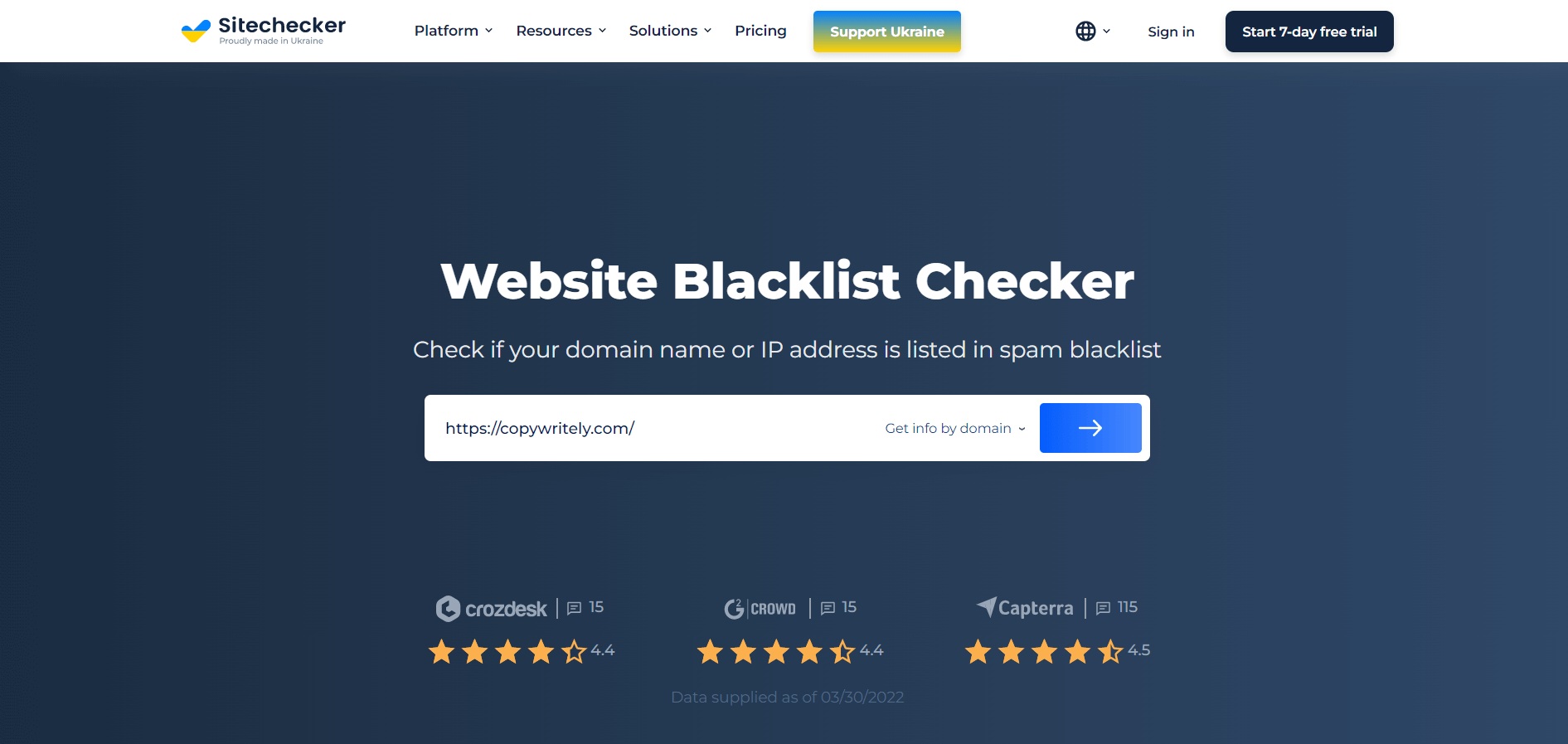 Sitechecker's Blacklist Checker - verifique se o endereço IP está na lista negra testando o endereço IP do servidor de email