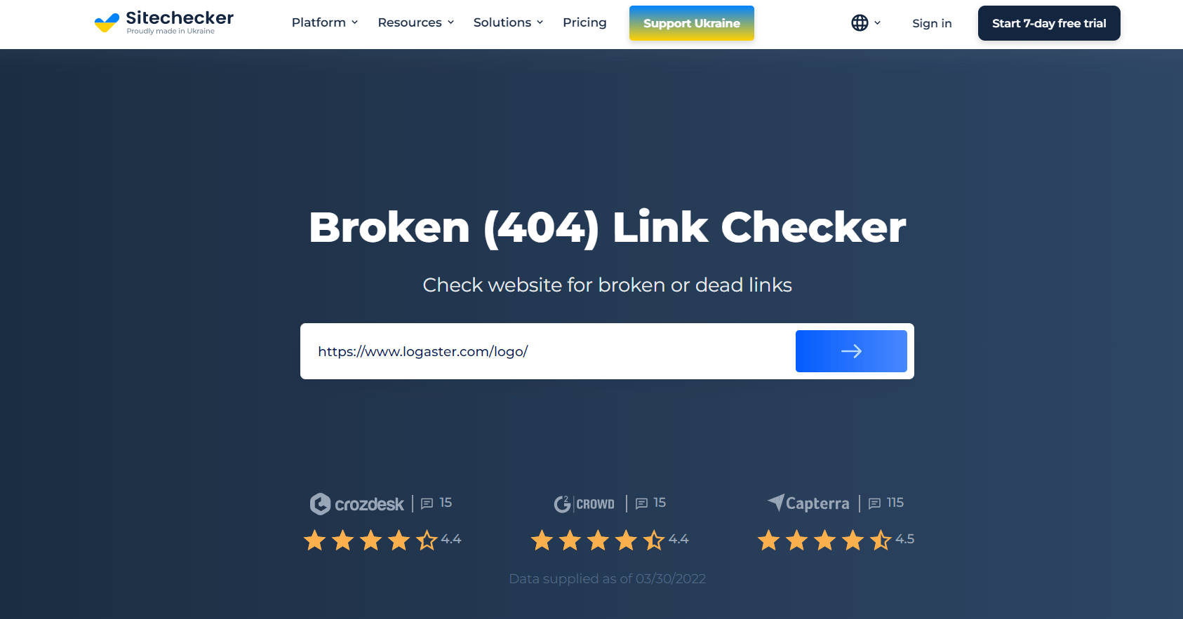 Insira seu URL em nossa ferramenta de verificação de links mortos