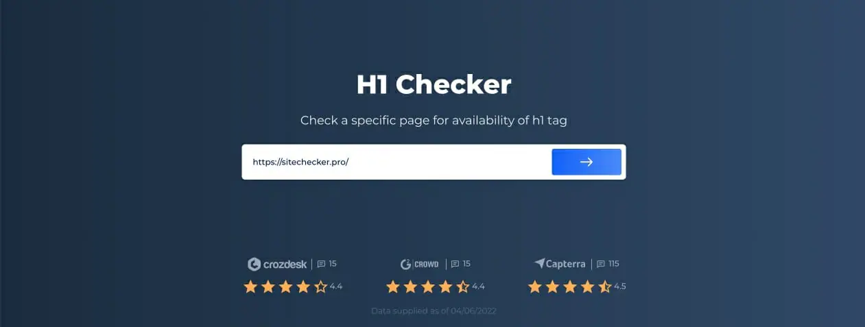 H1 Checker page principale