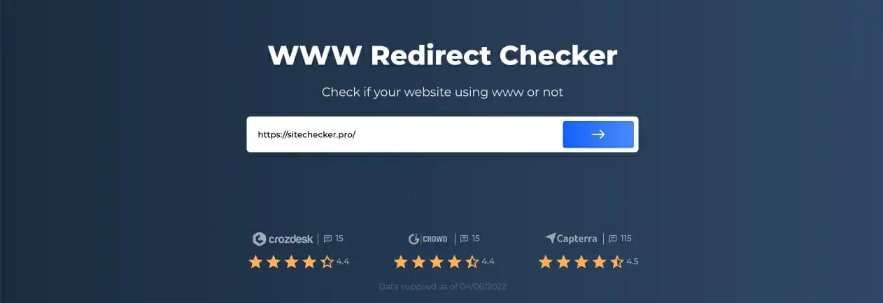 WWW Redirect Checker analyzing