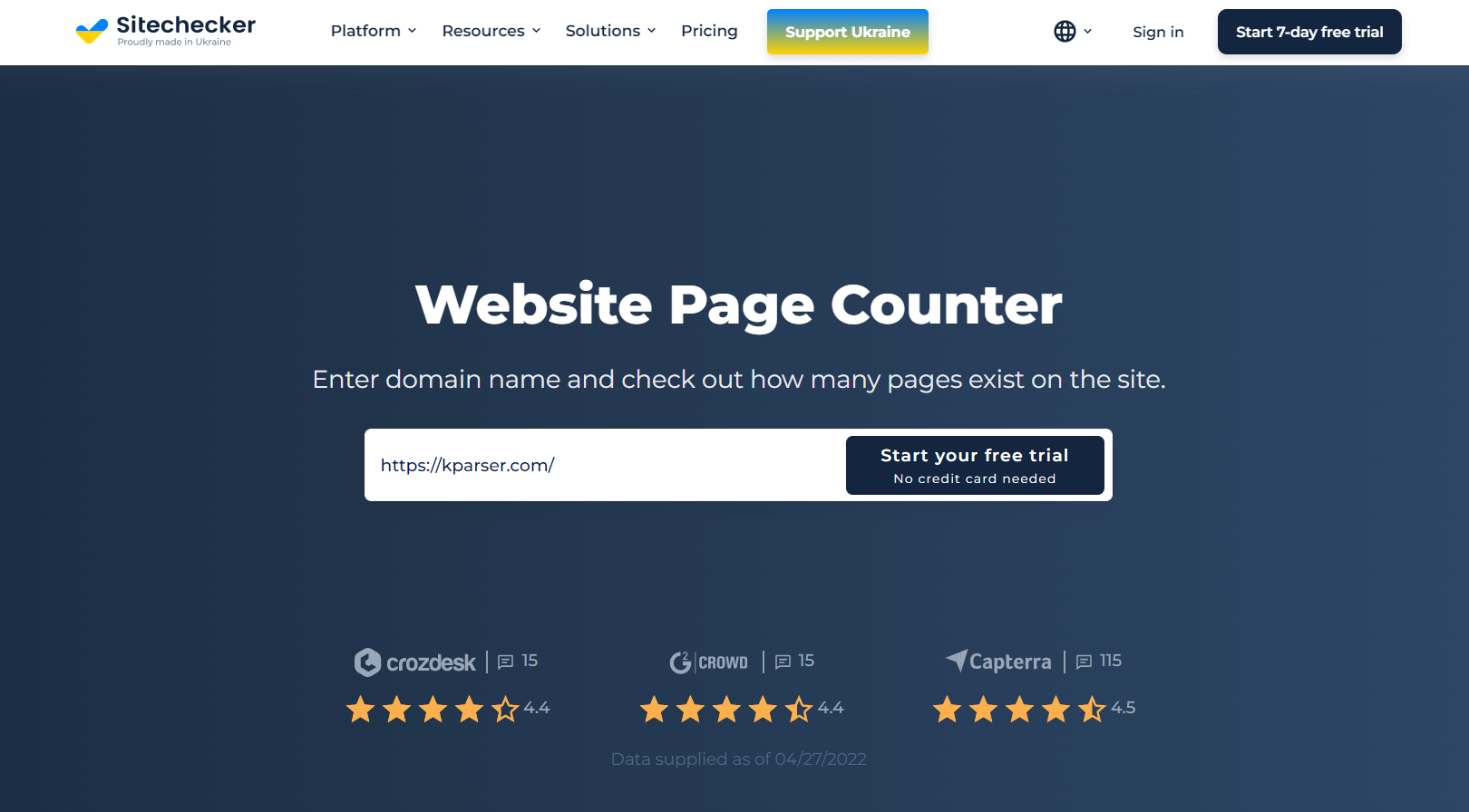 Vérification du nombre de pages sur le site