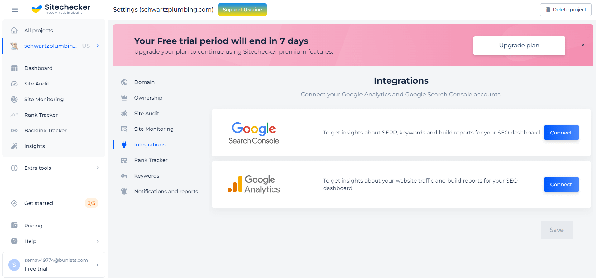 Sitechecket integration with Google Analytics & GSC