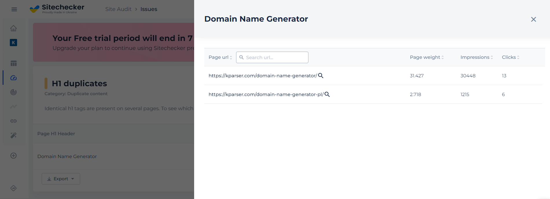 duplicate content checker pages URL