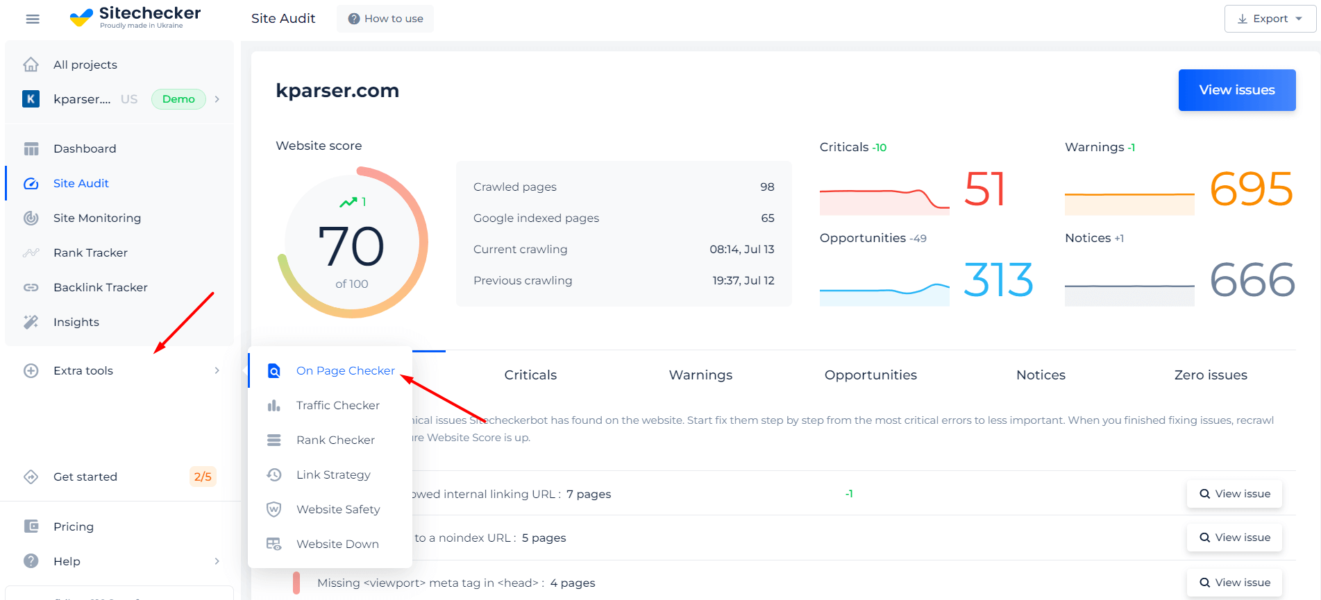 on page checker for html minification