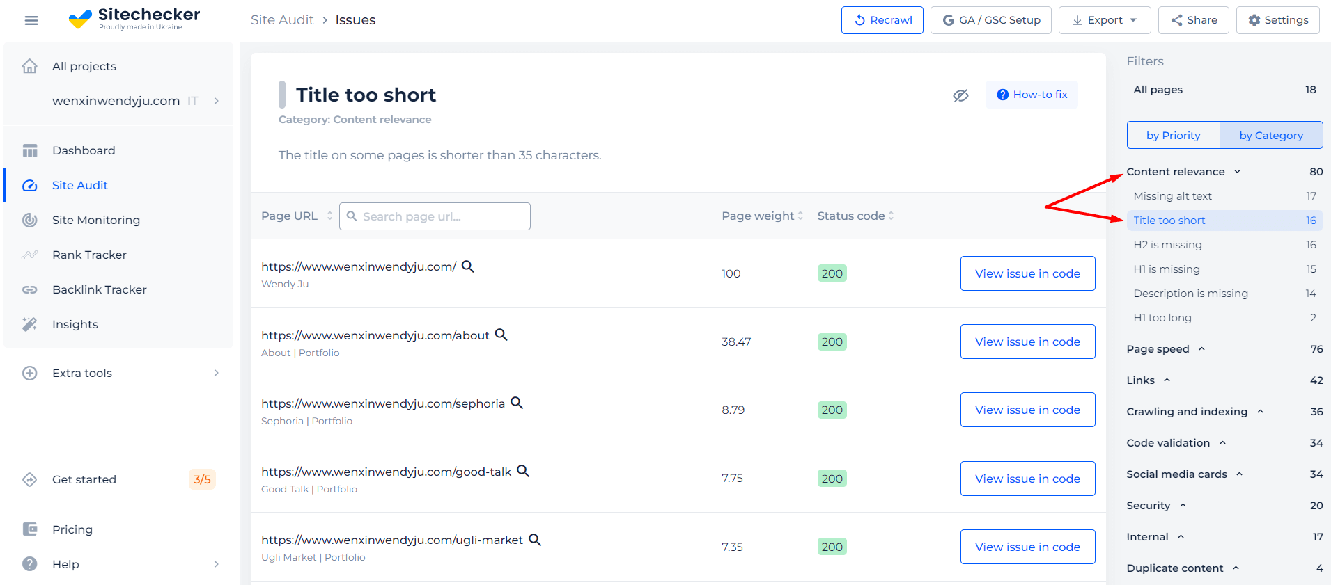 title checker - site audit title issues