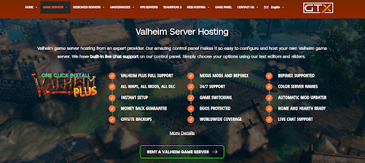 GTX Gaming Valheim server hosting features