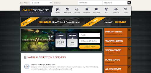 Natural Selection 2 server setup via GameServers