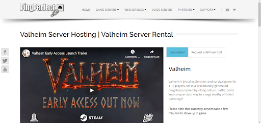 Valheim server rental via PingPerfect