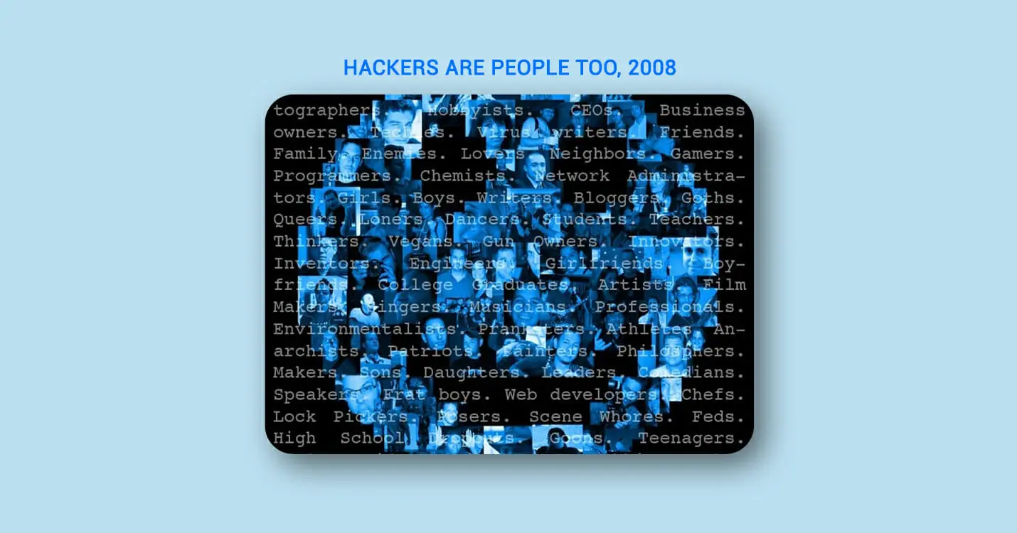 Hacker community self-introduction in the center of Hackers Are People Too