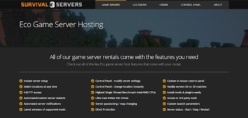Eco dedicated server features with Survival Servers