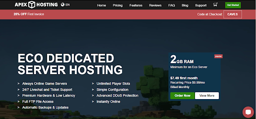 Eco rented server features by Apex Hosting