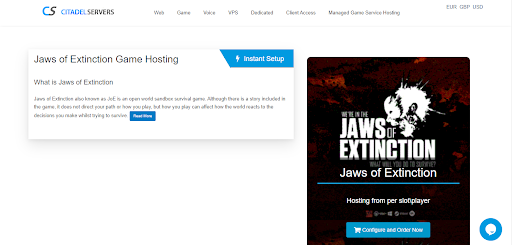 Jaws of Extinction dedicated server hosting with Citadel Servers