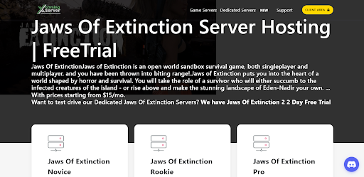 Jaws of Extinction server configurations by Xgamingserver