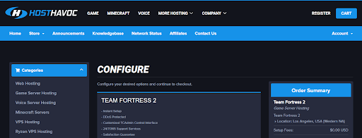 Renting a Team Fortress 2 server via Host Havoc
