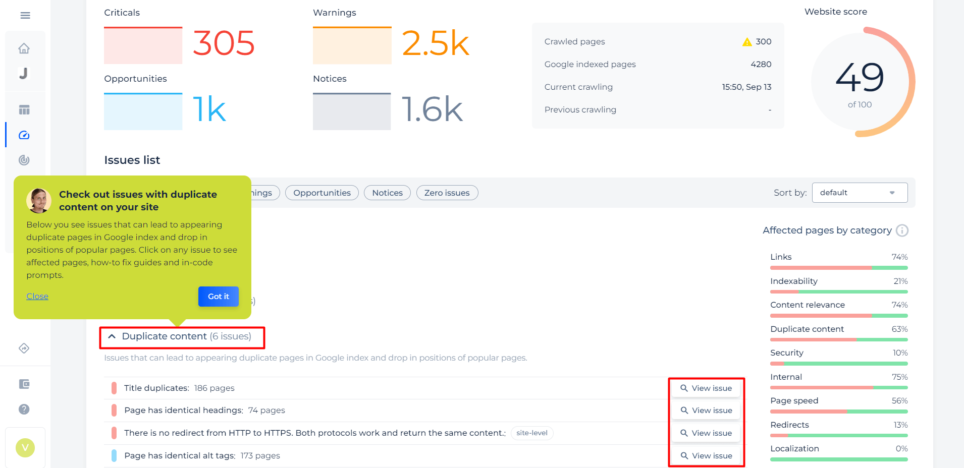 duplicate content checker site audit