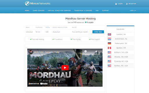 Mordhau server hosting via Nitrous Networks