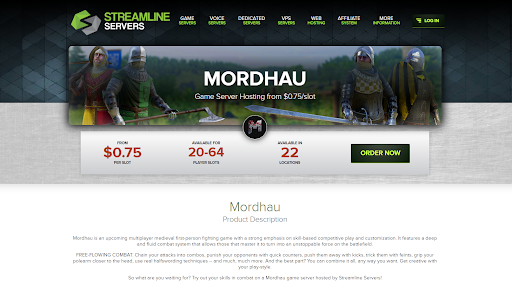 Mordhau server hosting via Streamline Servers