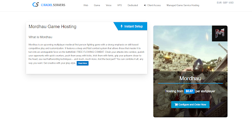Mordhau server hosting via Citadel Servers