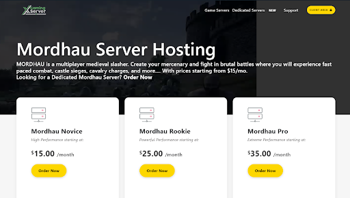 Mordhau server hosting via XgamingServer