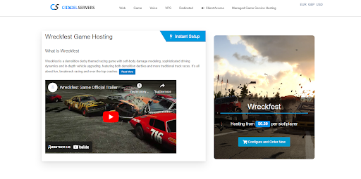 Wreckfest server hosting via Citadel Servers