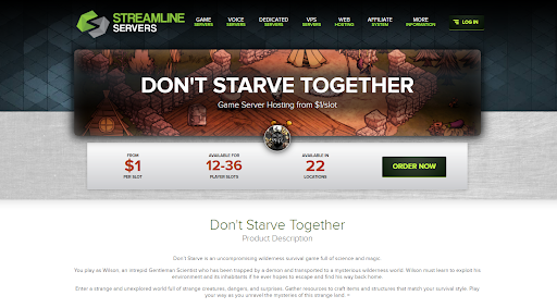 Don't Starve Together server hosting via Streamline Servers
