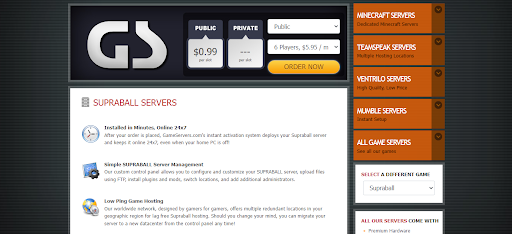 Dedicated Supraball server by Gameservers