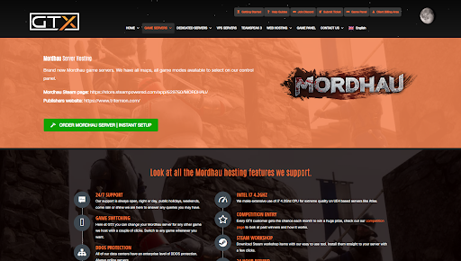 Mordhau server hosting via GTX Gaming