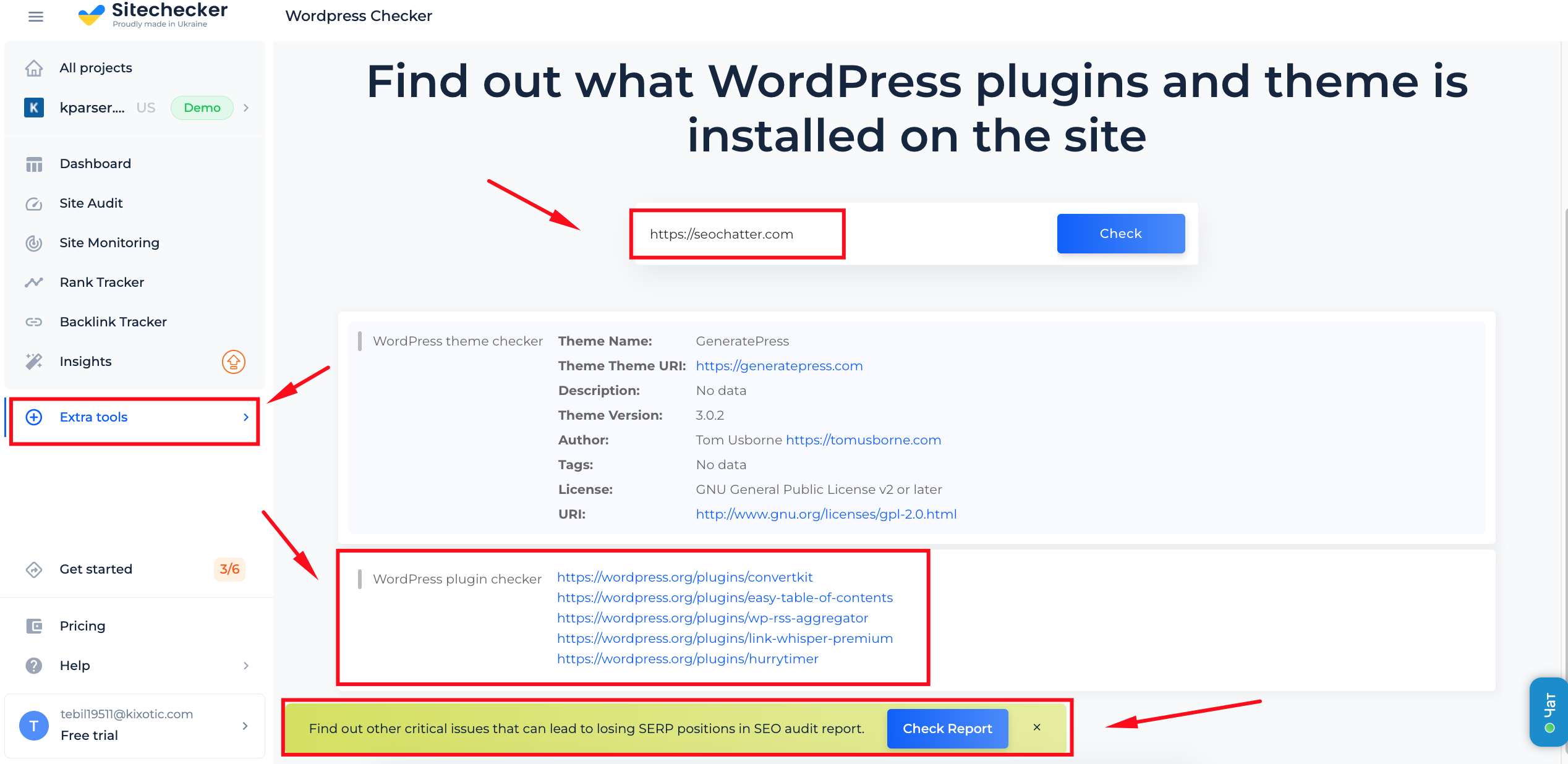 WP theme detector - Check whether there are WordPress Plugins on WordPress website and detect wordpress theme name