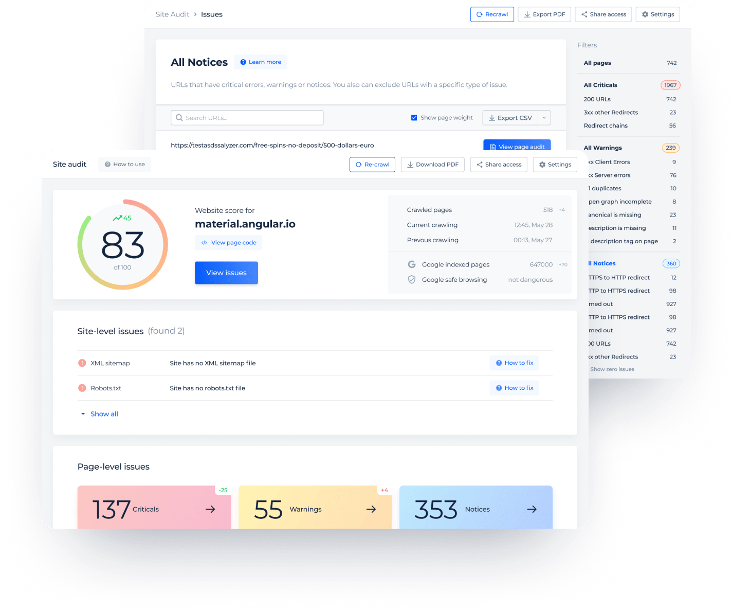 Sitechecker website crawler for assessing technical SEO