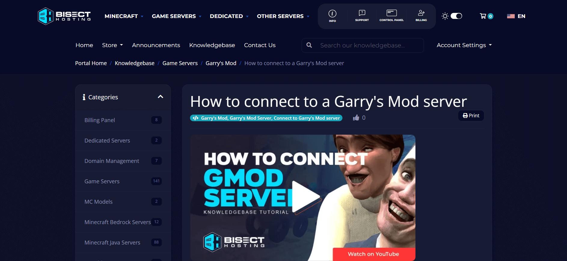 Garry’s Mod server hosting via Bisecthosting