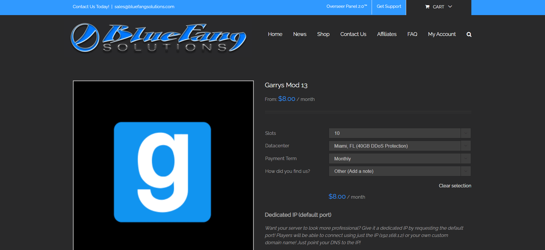 Bluefangsolutions hosting for Garry’s Mod server