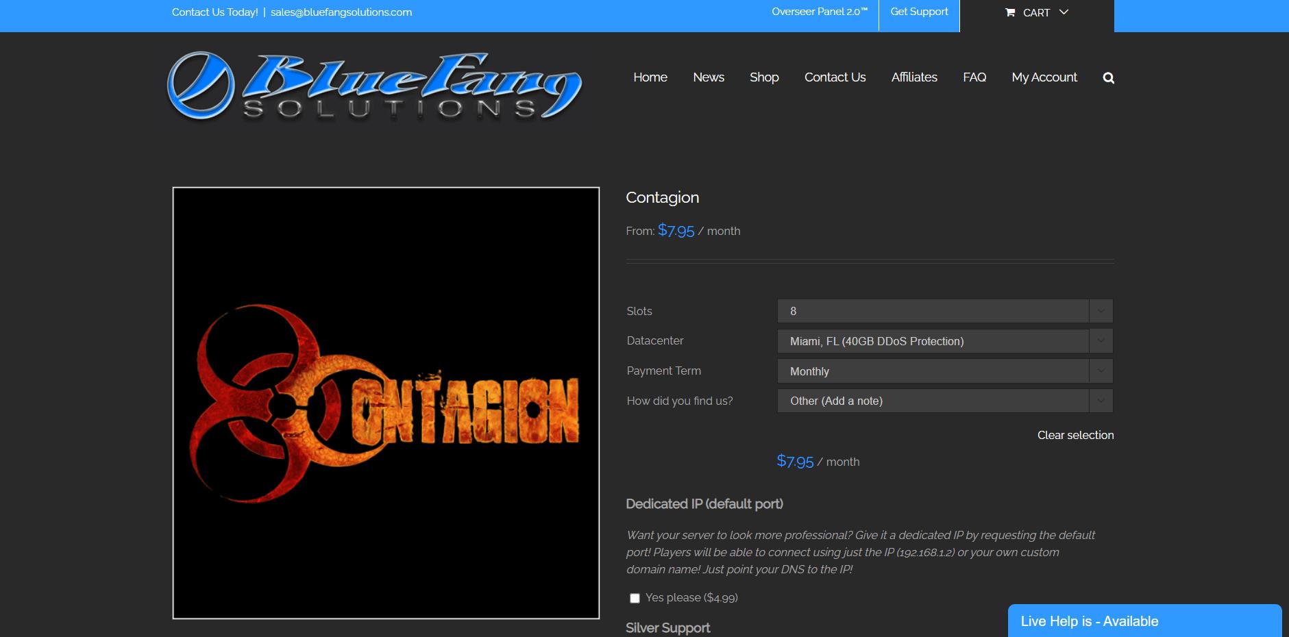 Dedicated server hosting for Contagion by Bluefangsolutions