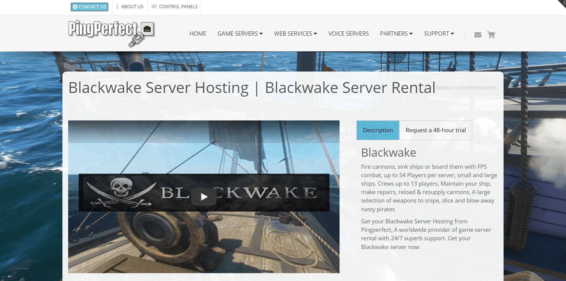 PingPerfect is a reliable Blackwake server hosting provider